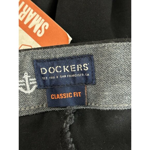 DOCKERS 34x32 Workday Khaki Pants Stretch Classic Smart 360 Flexible Waist Black - Picture 11 of 16